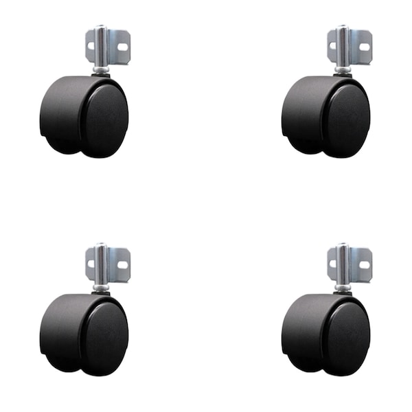 2-3/8'' Nylon Twin Wheel Casters with Side Mounting Bracket , 4PK